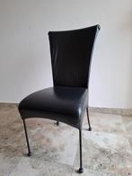 6 zwarte leren stoelen, Huis en Inrichting, Stoelen, Zwart, Leer, Ophalen of Verzenden, Zo goed als nieuw
