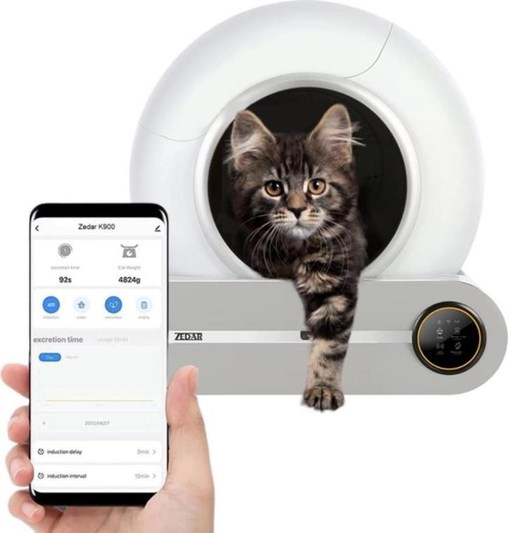 Automatische kattenbak Zedar K900, Animaux & Accessoires, Bacs à litière, Utilisé, Autonettoyant, Enlèvement