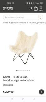 Zetel of fauteuil in ivoorkleurige  imitatiebont, Maison & Meubles, Accessoires pour la Maison | Plaids & Couvertures, Comme neuf