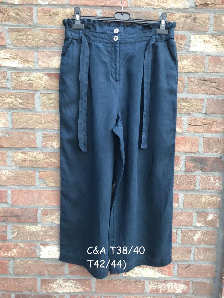 C&A blauwe broek met hoge taille T38-40 in uitstekende staat, Kleding | Dames, Broeken en Pantalons, Gedragen, Maat 38/40 (M)