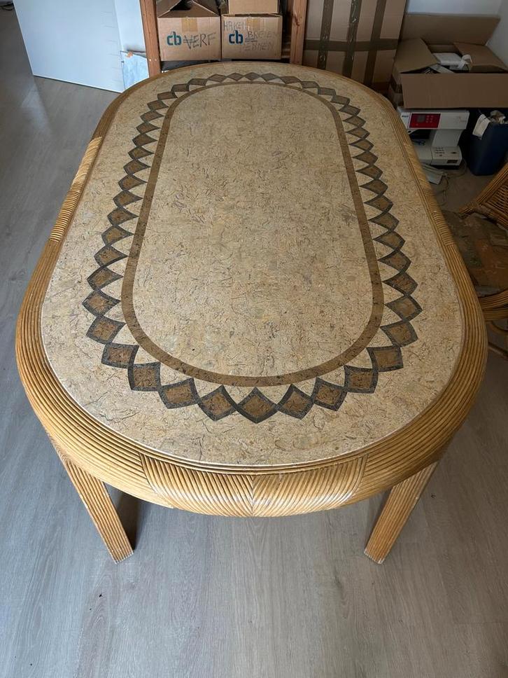 Mooie rotan eettafel, Huis en Inrichting, Tafels | Eettafels, Gebruikt, 50 tot 100 cm, 150 tot 200 cm, Vijf personen of meer, Ovaal