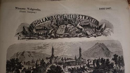 Ancien livre ''De Hollandsche Illustratie'' 1866-1867, Antiquités & Art, Antiquités | Livres & Manuscrits, Enlèvement ou Envoi
