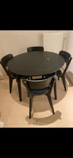 Table avec 4 chaises, Comme neuf, 100 à 150 cm, 100 à 150 cm, Rond