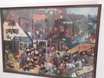 Handgeschilderd Breughel tafereel 76x53cm, Verzamelen, Ophalen, Zo goed als nieuw
