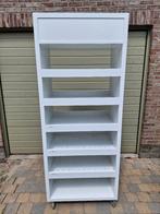 Stevige Witte houten Winkel Vitrine kast op wielen te koop!, Met plank(en), 50 tot 100 cm, Zo goed als nieuw, 150 tot 200 cm