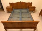Lit en chêne + 2 table de nuit assortie, Maison & Meubles, Vintage, 140 cm, Brun, Enlèvement