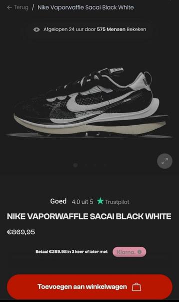 Nike Sacai Vaporwaffle — zwart en wit  beschikbaar voor biedingen