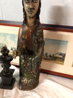 Polychroom  houten beeld  madonna met jezus, Antiek en Kunst, Kunst | Beelden en Houtsnijwerken, Ophalen of Verzenden
