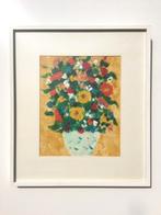 Alvarido : ' Bloemen ' [ VINTAGE 70s ] Pastel, Ophalen of Verzenden, Zo goed als nieuw, Schilderij, Oorspronkelijke maker