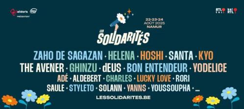 2 pass 3 jours Solidarités 2025, Tickets en Kaartjes, Evenementen en Festivals, Twee personen