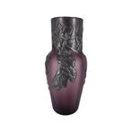 Art Nouveau vaas in paarse opaline - druivendecor in tin, Ophalen of Verzenden