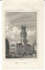 1844 - Brugge - het belfort, Antiek en Kunst, Kunst | Etsen en Gravures, Verzenden