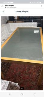 Tafel met glazen bovenblad, Huis en Inrichting, Tafels | Salontafels, Ophalen, Zo goed als nieuw