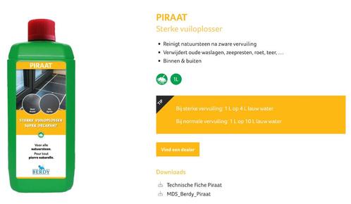 Berdy Piraat, sterke vuiloplosser natuursteen 1 L, Tuin en Terras, Tegels en Klinkers, Nieuw, Natuursteen, Ophalen