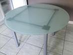 Ronde tafel met mat glas., Huis en Inrichting, Tafels | Bijzettafels, Glas, Gebruikt, Ophalen of Verzenden