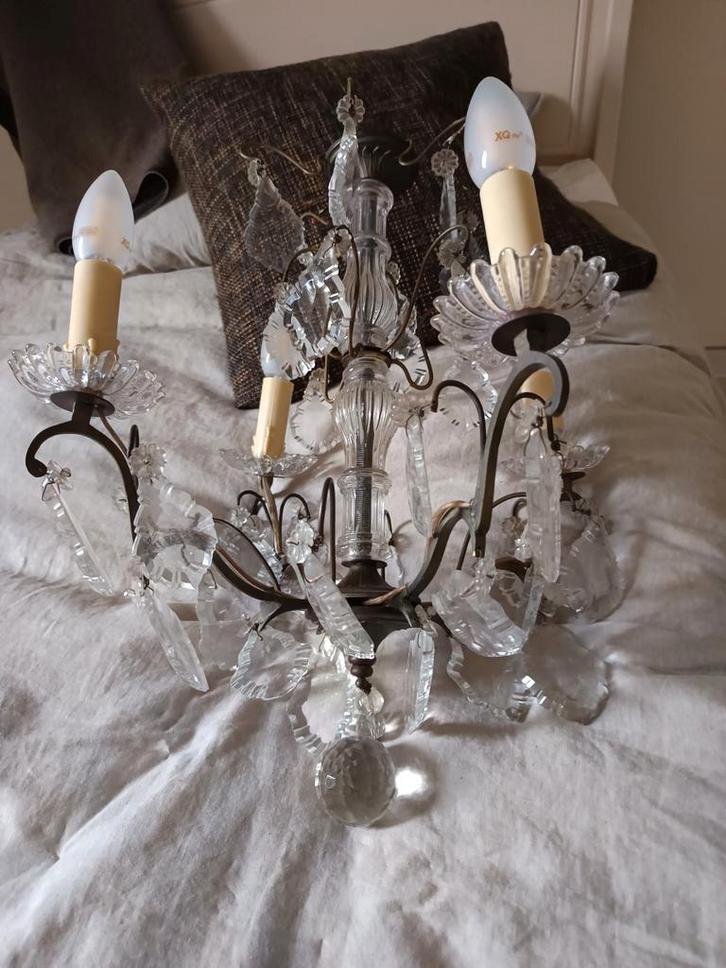 Klassieke kroonluchter, Huis en Inrichting, Lampen | Kroonluchters, Gebruikt, Glas, Metaal, Ophalen