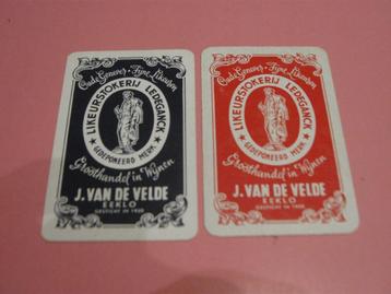 2 oude speelkaarten likeurstokerij Ledeganck , Eeklo (194) beschikbaar voor biedingen