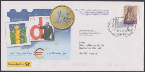 ALLEMAGNE - Enveloppe L'Euro sur timbres [Michel 2169] + BON, Timbres & Monnaies, Timbres | Europe | Allemagne, Affranchi, 1990 à nos jours
