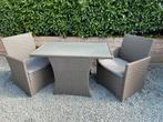 Terrasset voor 2 personen. Wicker bruin/grijs, Tuin en Terras, Ophalen, Zo goed als nieuw, Wicker