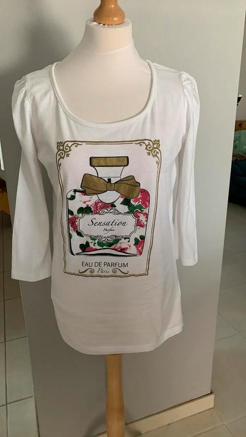 Spirit Large witte Shirt met lange mouwen, Kleding | Dames, T-shirts, Zo goed als nieuw, Maat 42/44 (L), Wit, Ophalen of Verzenden