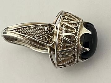 prachtige zilveren art-deco filigree ring 