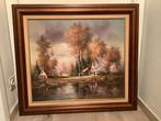 *Prachtige grote gesigneerde schilderij met mooie kader, Ophalen of Verzenden