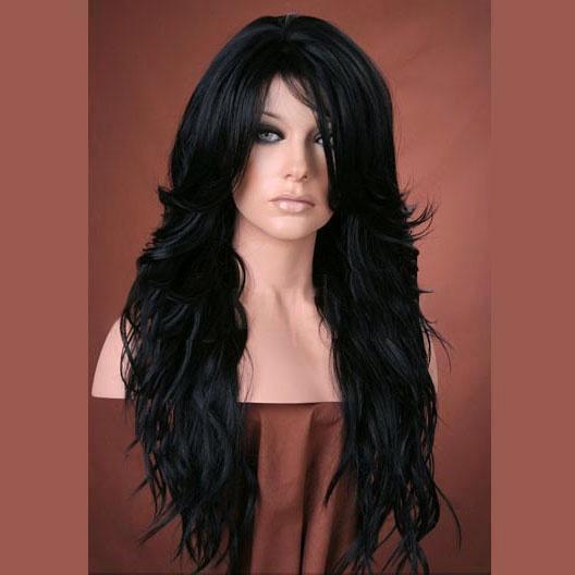 Weelderige pruik lang zwart haar model Cala, Handtassen en Accessoires, Uiterlijk | Haarverzorging, Nieuw, Verzenden