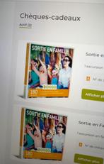 Bongo 2 chèques cadeaux Sortie en famille valeur 60€ pièce, Tickets & Billets
