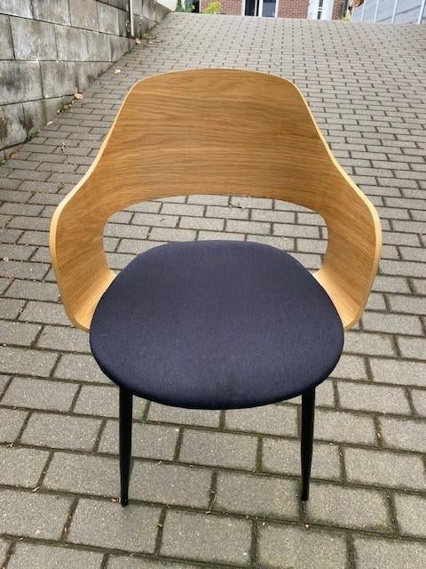 6 Chaises HVIDOVRE chêne naturel/tissu noir, Maison & Meubles, Chaises, Comme neuf, Enlèvement, Cinq, Six Chaises ou plus, Tissus