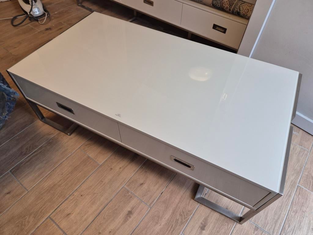 Meuble tv table blanc, Maison & Meubles, Tables | Tables de salon, Verre