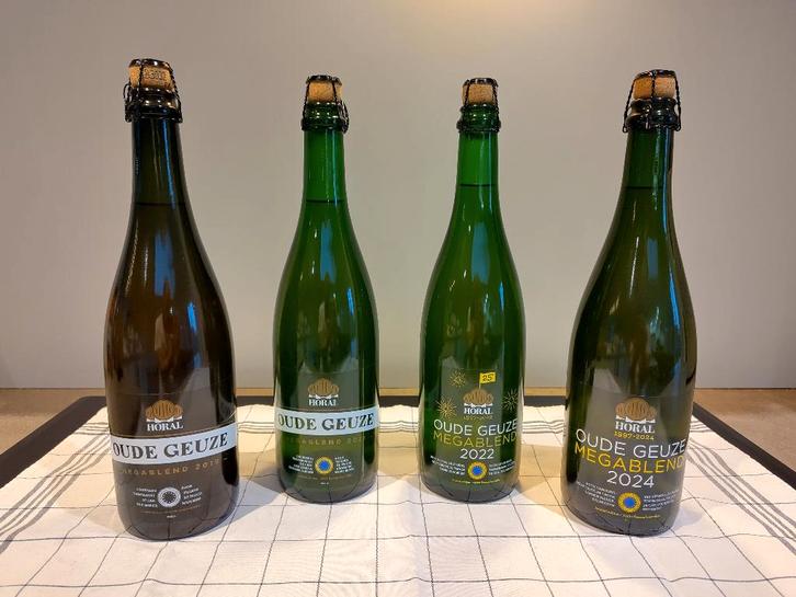 (4x) HORAL Oude Geuze Megablend (2019, 2021, 2022 & 2024), Verzamelen, Biermerken, Nieuw, Flesje(s), Overige merken, Ophalen of Verzenden
