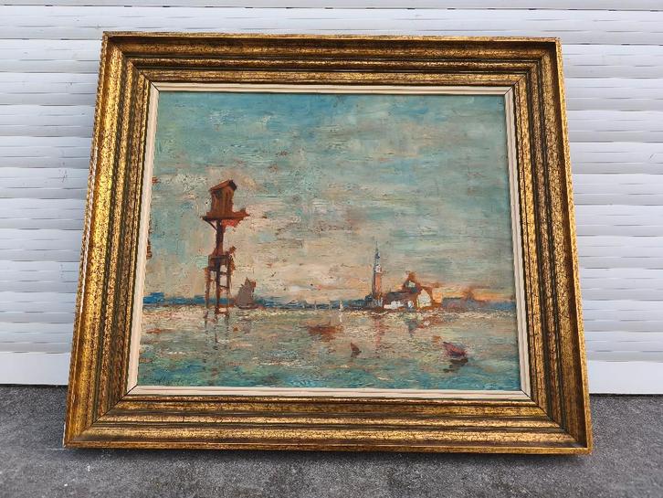 huile sur panneau venise signe pieter stobbaerts, Antiek en Kunst, Kunst | Schilderijen | Klassiek, Ophalen of Verzenden