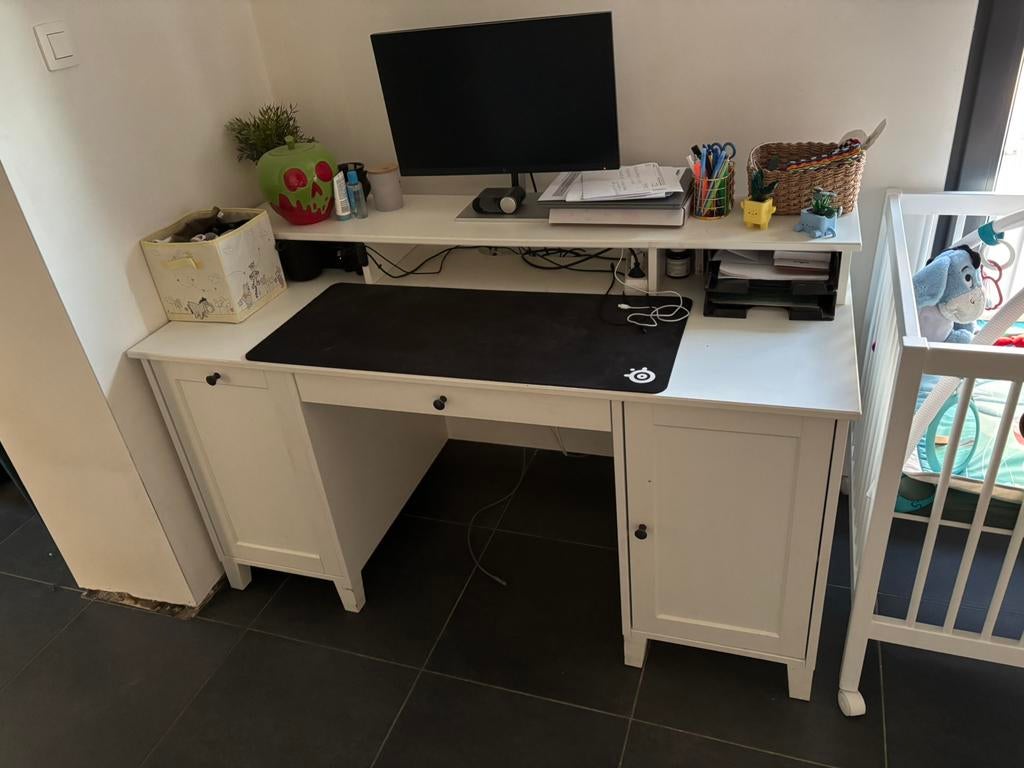 Bureau Ikea blanc, Maison & Meubles, Enlèvement, Comme neuf, IKEA, Blanc