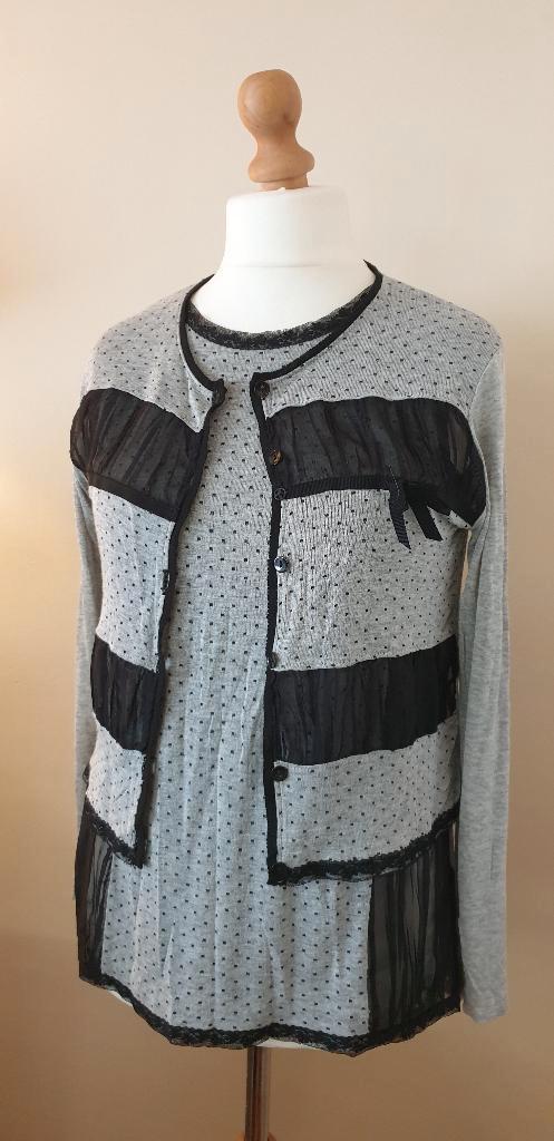 Luxe twinset - Maat L, Kleding | Dames, Truien en Vesten, Zo goed als nieuw, Maat 42/44 (L), Grijs, Ophalen of Verzenden