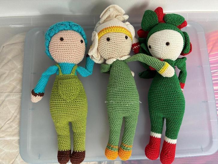 3 assorti handgemaakte gehaakte elfenpopjes, Hobby en Vrije tijd, Breien en Haken, Nieuw, Haken, Naald, Ophalen of Verzenden