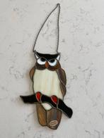 Glas-in-lood uil raamhanger., Ophalen of Verzenden