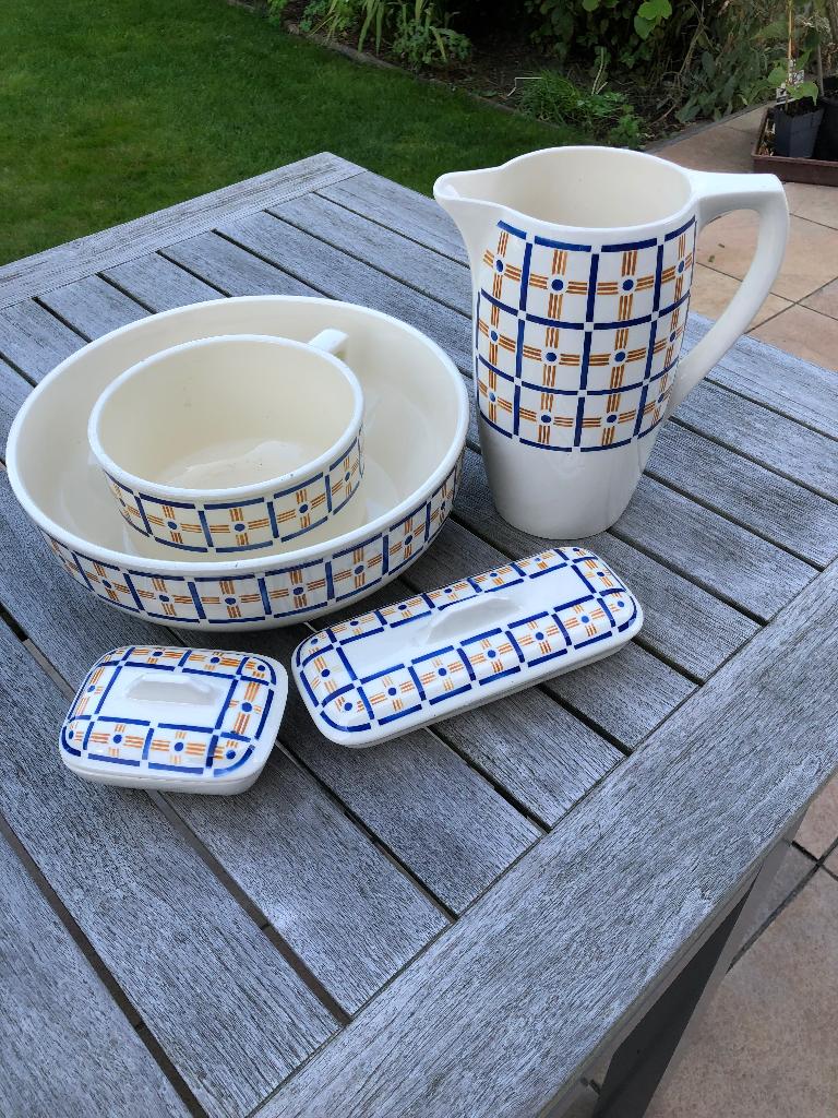 Lampetstel 5-delig, Antiek en Kunst, Antiek | Keramiek en Aardewerk, Ophalen