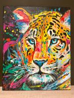 Abstract kleurrijk schilderij luipaard Mk Art, Ophalen of Verzenden
