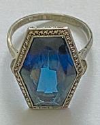 Bague Art Déco — Argent (935) avec pierre bleue, Enlèvement ou Envoi