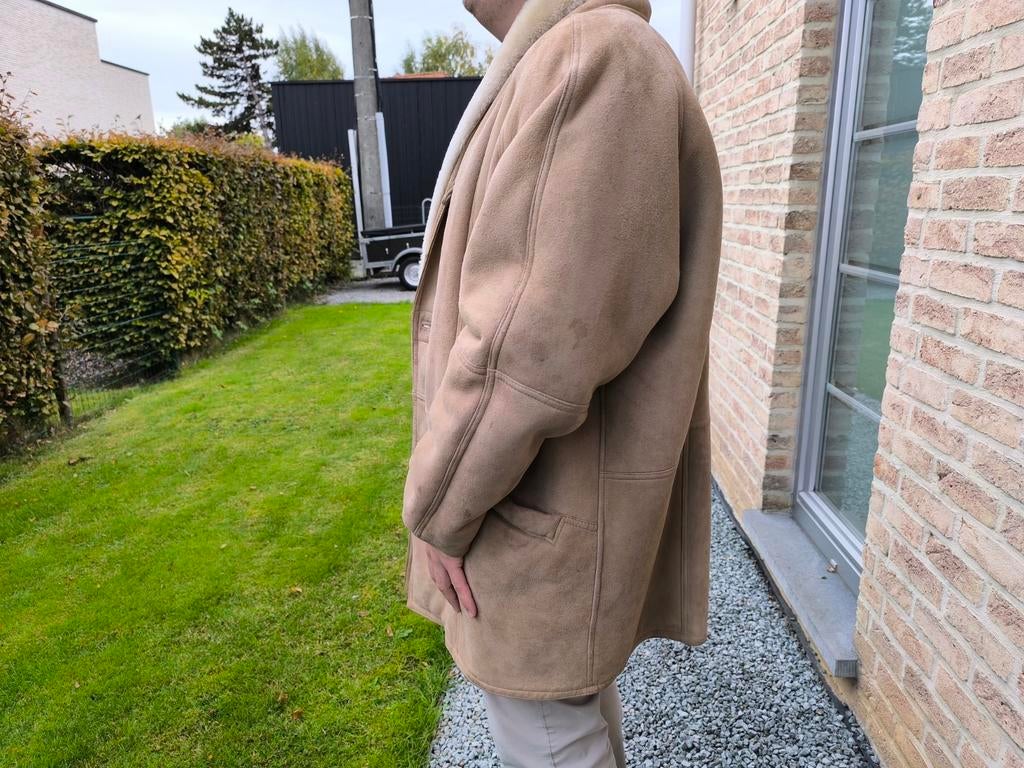Jas van echt schapenvacht voor heren - maat XXL (58-60), Ophalen, Zo goed als nieuw, Maat 56/58 (XL), Beige
