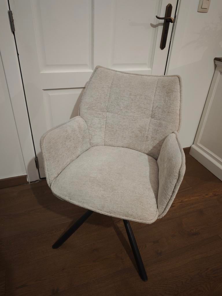 6 x stoffen kuipstoelen beige champagne kleur, Ophalen