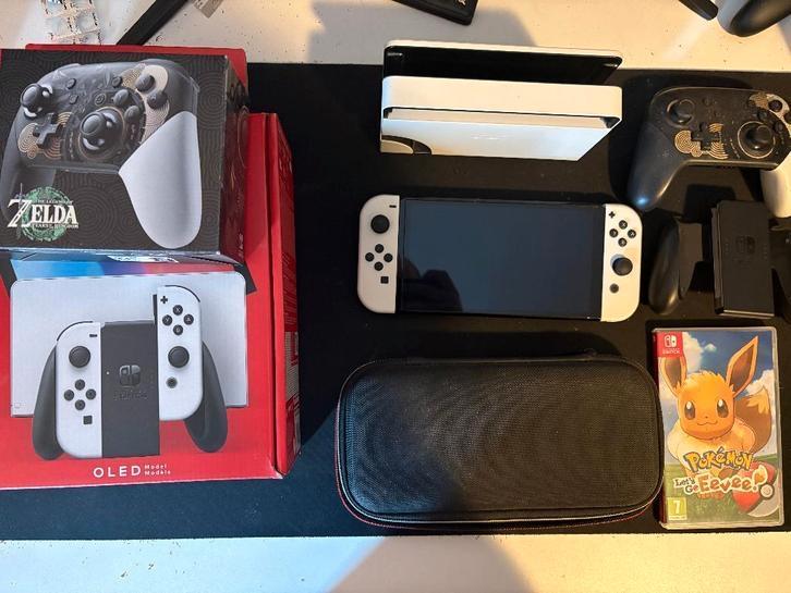 URGENT Pack Switch OLED + 27 scherm + controller + spel, Games en Spelcomputers, Spelcomputers | Nintendo Switch, Nieuw, Switch OLED