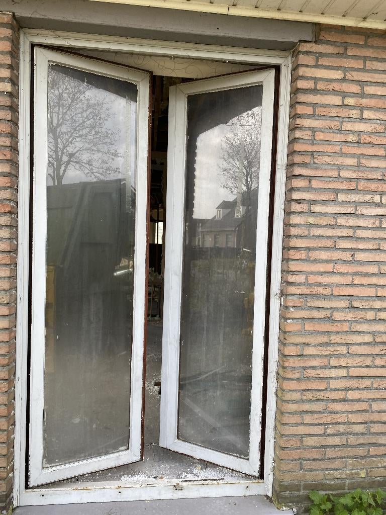 Gratis ramen hout dubbele beglazing, zelf te demonteren, Ophalen, Gebruikt, Gevelraam of Ruit, Dubbelglas