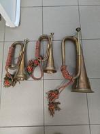 Set van 3 Antieke Militaire Koperen Signaalhoorns (Bugles), Muziek en Instrumenten, Blaasinstrumenten | Hoorns, Ophalen of Verzenden