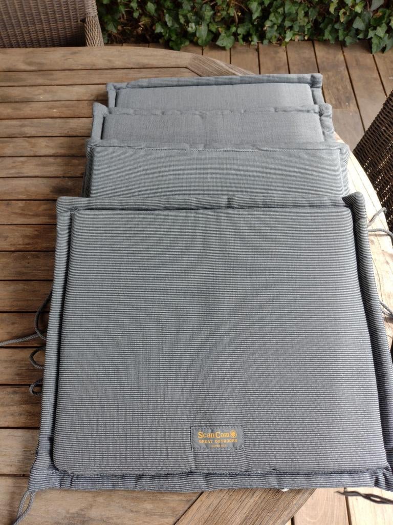 Stoelkussens 4 stuks, grijs gestreept,Scancom outdoor, Tuin en Terras, Ophalen of Verzenden