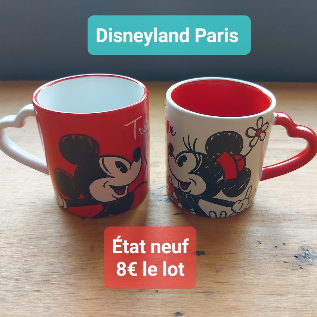 Lot de 2 tasses Mickey/Minnie  Disneyland Paris, Enlèvement, Mickey Mouse, Neuf, Autres types