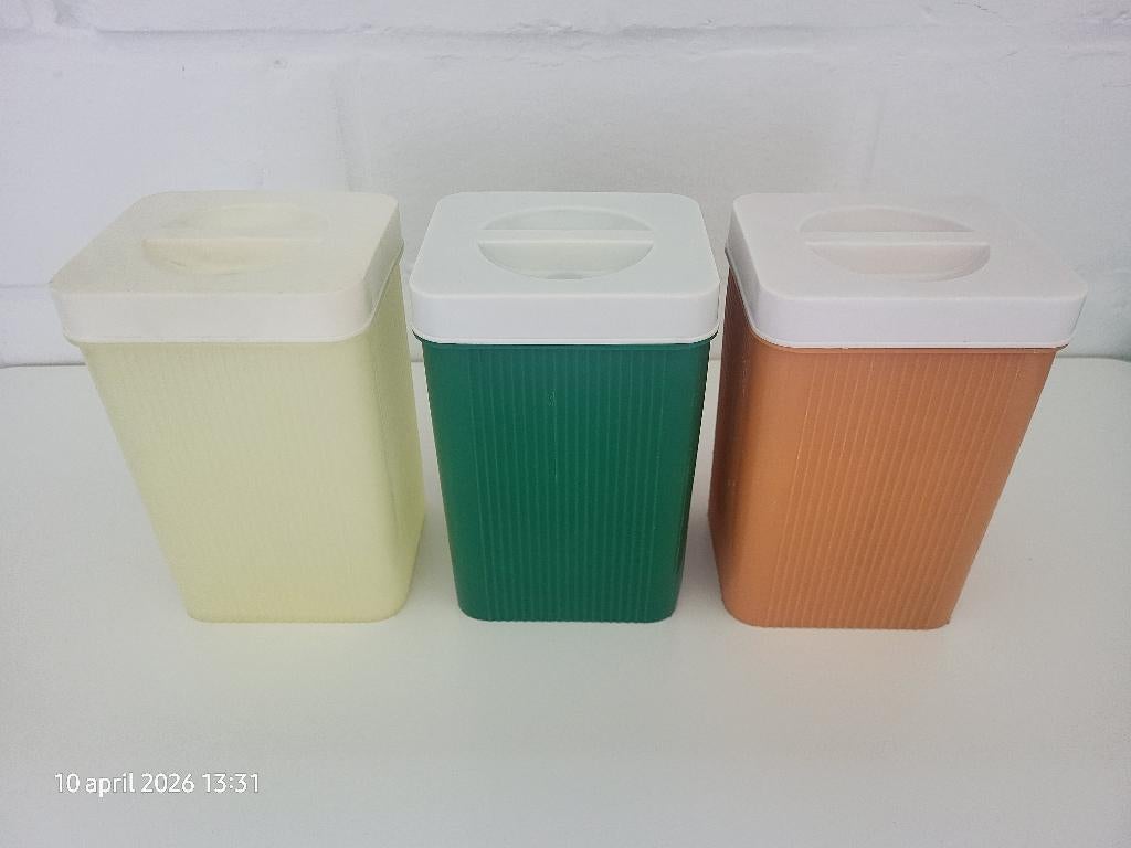 3 Palmafina voorraaddozen - vintage keukenklassiekers, Ophalen of Verzenden, Zo goed als nieuw, Geel