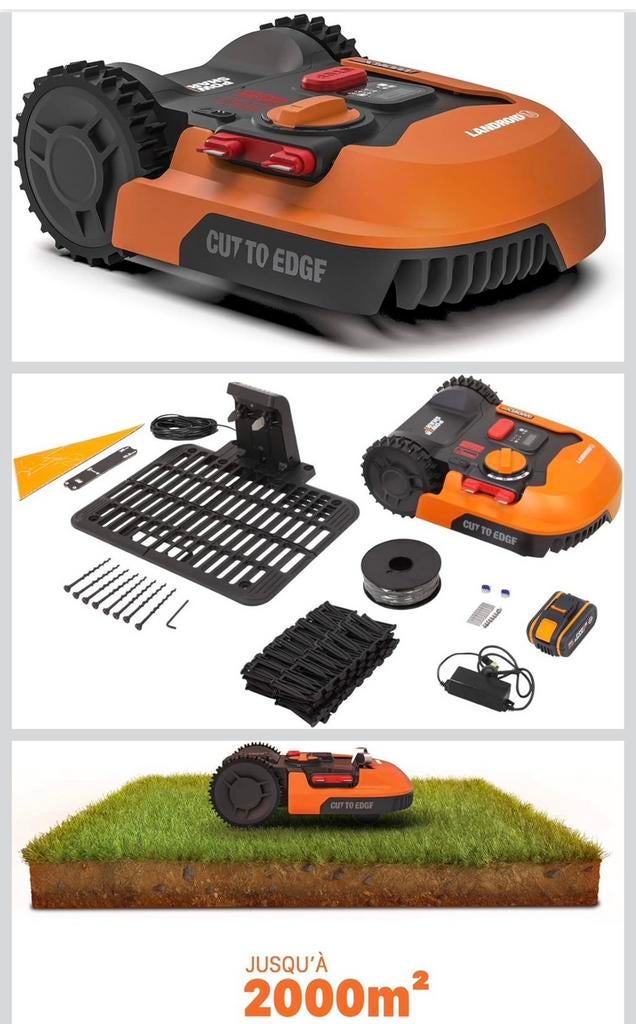 Worx L2000 robotmaaier + garage, Enlèvement, Comme neuf