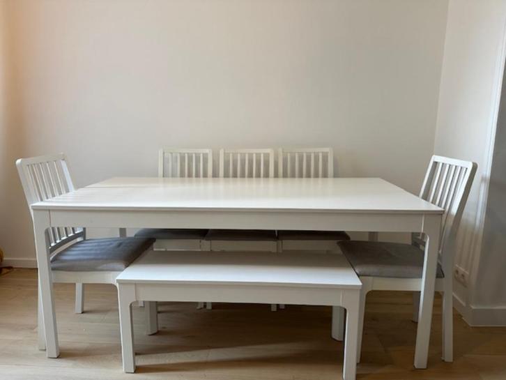 Table chaises et banc, Huis en Inrichting, Tafels | Eettafels, Gebruikt, 50 tot 100 cm, 150 tot 200 cm, Vijf personen of meer