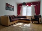 Grote hoekzetel met ronde lounge + fauteuil,goeie kwaliteit, Ophalen, Zo goed als nieuw, Stof